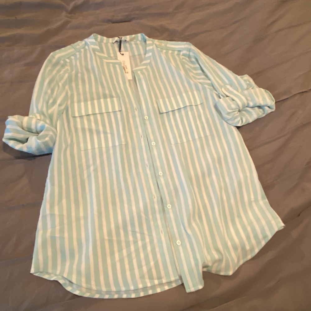 Calvin Klein Striped Button Down Shirt - Sz Large